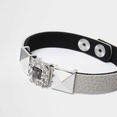 Grey diamante and stud bracelet